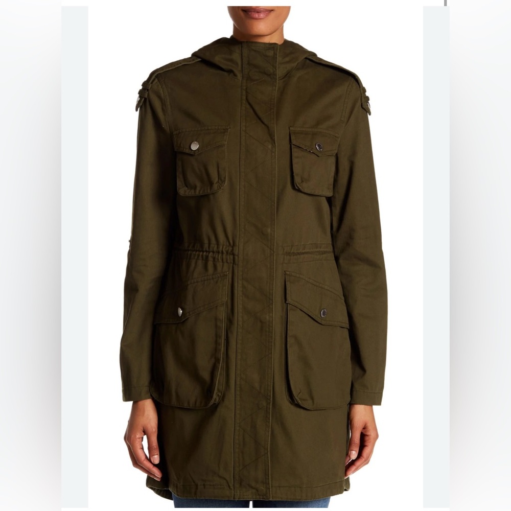 BCBGenration Hooded Utility Packable Lightweight Army Green Jacket Size XS - Picture 13 of 13